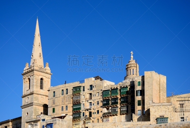瓦莱塔,长方形会堂,大教堂,圣母忙特卡梅尔教堂,英国国教,马耳他,尖顶,教堂,水平画幅,无人