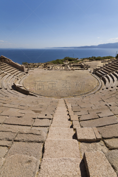 阿索斯,远古的,土耳其,圆形剧场,垂直画幅,纪念碑,古代文明,寺庙,古老的,古城