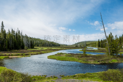 黄石公园,慕銳山,牛蹄湾,爱达荷,黄石河,地热发电站,蒙大拿州,怀俄明,云,公园