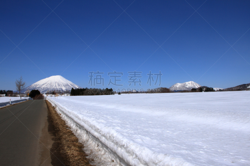 雪,北海道,山,留寿都度假区,乡村,田地,水平画幅,水果,无人,温泉