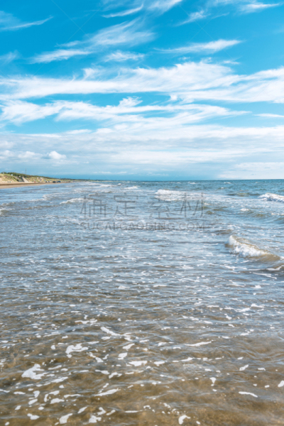 夏天,海滩,风景,垂直画幅,留白,北陆地区,度假胜地,休闲活动,云,无人