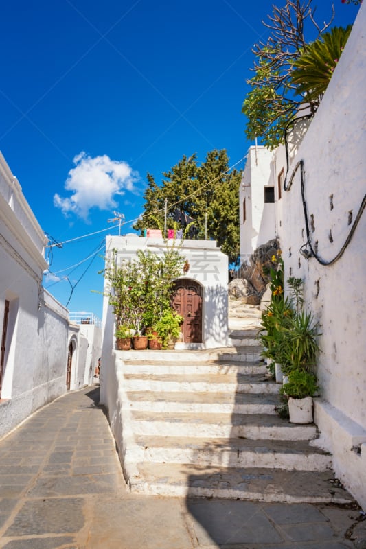 Stairs on the way to Acropolis of Lindos (Rhodes, Greece)