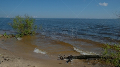 水,波浪,干净,海滩,沙子,公亩,伏尔加河,水下,夏天,光