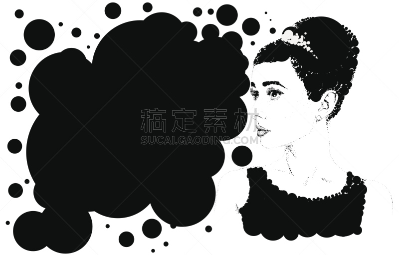 矢量,女人,自然美,奥黛丽赫本,点描主义,绘画插图,古典式,性格,计算机制图,计算机图形学