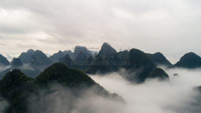 山,云景,航拍视角,阳朔县,桂林山水,兴平,阳朔,桂林,喀斯特,卷起