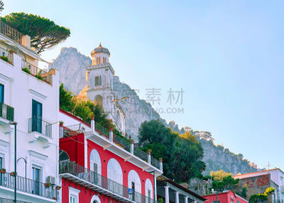 建筑,岛,卡普里,度假胜地,水平画幅,阿玛菲海岸,无人,夏天,伊特鲁里亚海