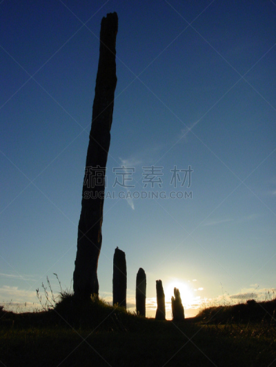 石器时代,尖峰,布罗德加石环,奥克尼岛,石圈,立石,垂直画幅,天空,史前时代,岩石