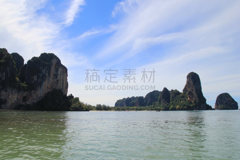 奥南湾,悬崖,海洋,风景,甲米,安达曼海,石灰石,佛,水,天空