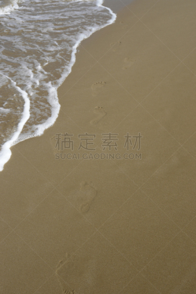 沙子,脚印,垂直画幅,水,留白,度假胜地,休闲活动,无人,湿,夏天