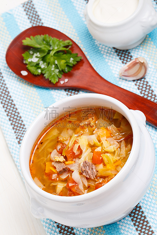 Russian traditional cabbage soup - shchi
