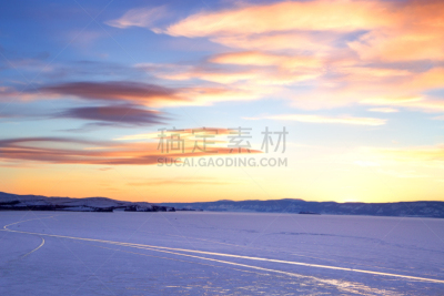 湖,冬天,贝加尔湖,路,奥尔杭岛,冰,冻结的,日落,旅行,靠近