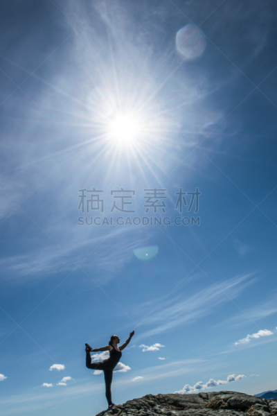 瑜伽,山,垂直画幅,美,弹性,在上面,霍达兰县,运动,松弛练习