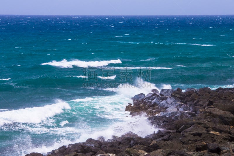 海滩,岩石,波浪,波多黎各,摇滚冲浪,旧圣胡安,圣胡安,布希曼族,水,水平画幅