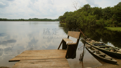 巴西,亚马孙洲,船,码头,水,天空,美,水平画幅,枝繁叶茂,无人