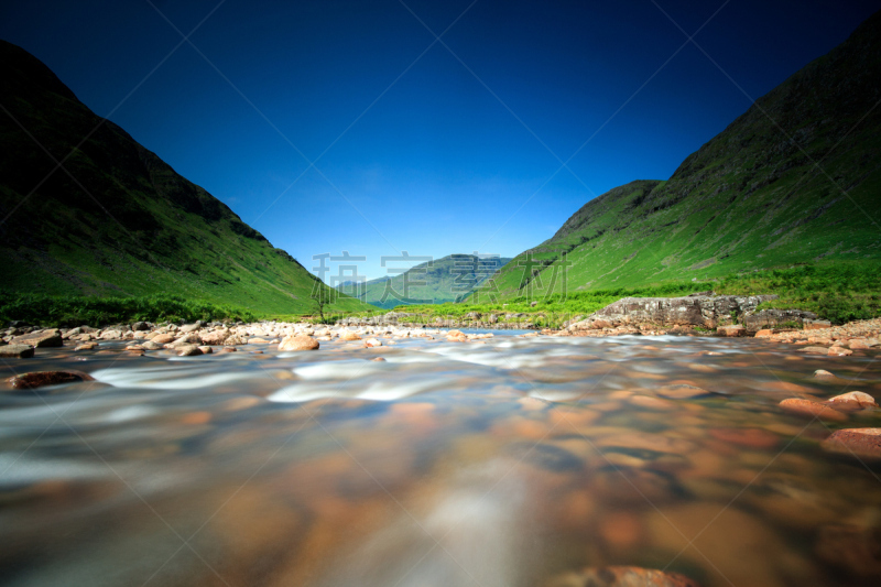 苏格兰,river etive,水,埃提弗湖,水平画幅,山,无人,格伦艾提夫,户外,太阳