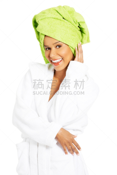 用毛巾包裹,女人,清新,青春期,肖像,健康,泰国,毛巾,青年女人
