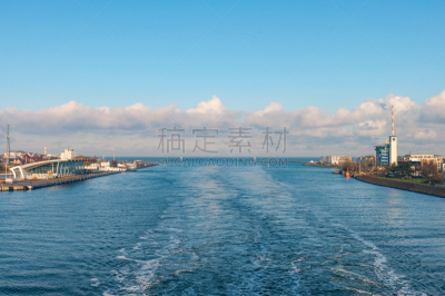 海港,罗斯托克,德国,水,天空,水平画幅,地形,秋天,无人,瓦尔内明德