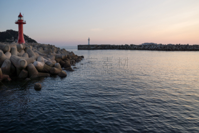 灯塔楼,韩国,黎明,济州岛,西归浦,水,天空,美,水平画幅,无人