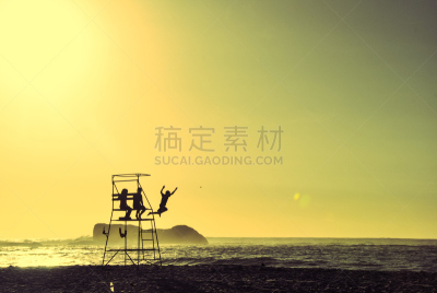 救生椅,开普敦,儿童,进行中,克里夫顿海滩,救生员,天空,美,水平画幅,沙子