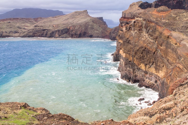 葡萄牙,北,海岸线,马德拉,特拉华,圣洛伦索堡,水,天空,美,褐色