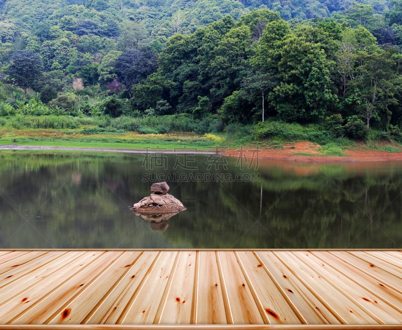 河流,自然,森林,厚底鞋,门廊,美,留白,水平画幅,无人,井