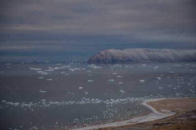 格陵兰,北,秋天,水,天空,水平画幅,无人,鸟类,北美,山