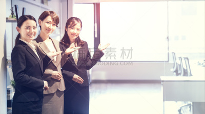 女人,办公室,人群,进口标志,留白,销售职位,套装,日本人,青年人,门厅