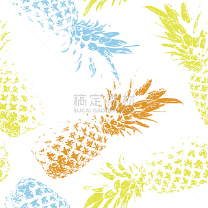 菠萝,明亮,四方连续纹样,热带水果,白色背景,痕迹,热带植物图案,花窗格,纺织品,绘画插图