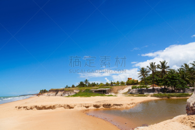多拉达海岸,海岸线,巴西,圣埃斯皮里图州,巴伊亚州,金色,自然,水平画幅,沙子,无人