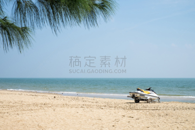 海滩,喷水推进艇,水平画幅,沙子,无人,陆用车,夏天,户外,泰国,苏梅岛
