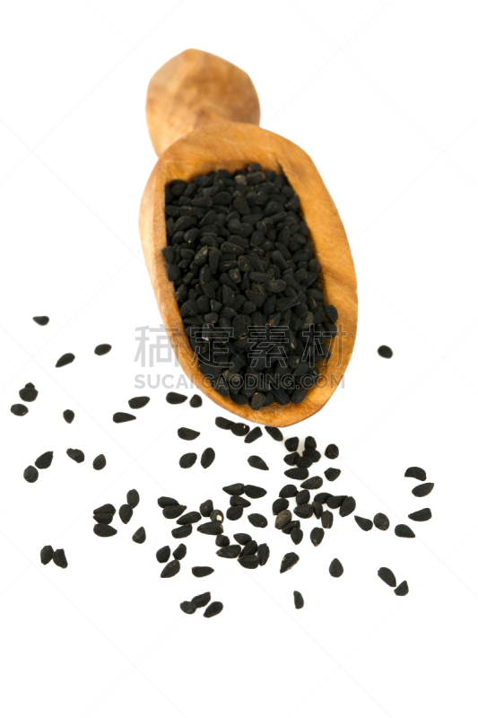 毛莨科葛缕子属香菜,白色背景,分离着色,香菜,印度香料,孜然,木匙,马萨拉,舀勺,干燥食品