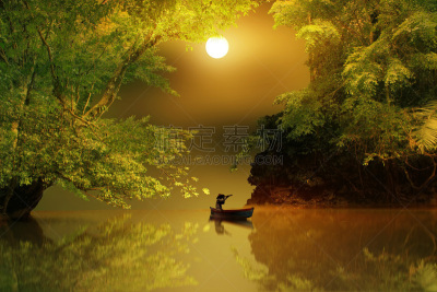 猎人,画布,自然,贺卡,超现实主义的,飘然,幻想,梦工厂,图像,宁静
