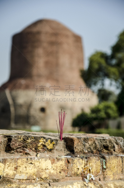 佛塔,鹿野苑,非凡的,垂直画幅,寺庙,无人,熏香,北方邦,摄影