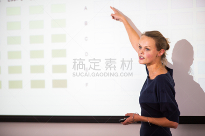 可爱的,女商人,青年人,演说家,研究会,商务研讨会,培训课,观众,会堂,教师