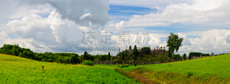 全景,十字架山,水平画幅,山,无人,著名景点,希奥利艾,夏天,户外