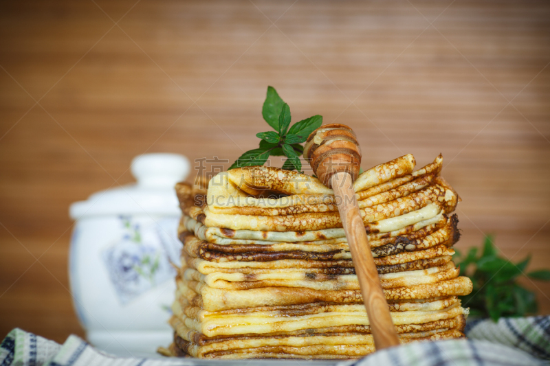 薄烤饼,大量物体,细的,褐色,水平画幅,无人,烘焙糕点,膳食,早晨,法式食品