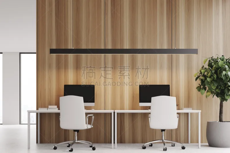 办公室 计算机 数字2 木制 外立面 水平画幅 工作场所 无人 椅子 绘画插图图片素材下载 稿定素材