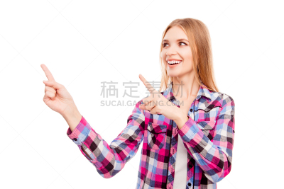 衬衫,金色头发,格子图案,手指,自然美,女孩,留白,休闲活动,仅成年人,现代