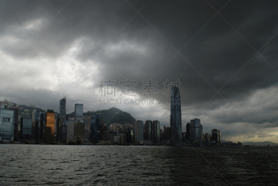 中环,办公室,水,暴风雨,水平画幅,夜晚,海港,轻的,英格兰,活力
