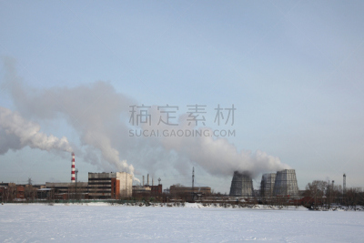 工厂,俄罗斯,叶卡捷林堡,留白,乌拉尔山脉,水平画幅,雪,无人,户外,烟