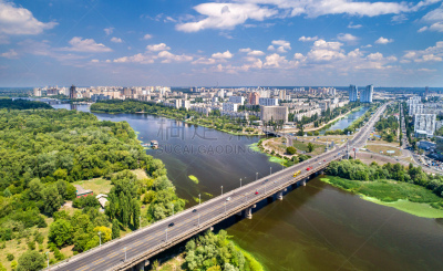 乌克兰,居住区,桥,水,天空,基辅州,市区路,古老的,曙暮光,旅行者