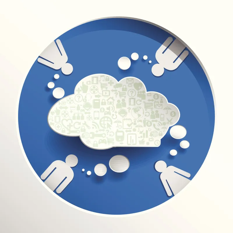 人 蓝色背景 圆形 比勒 思想气泡框 在线聊天泡泡 留白 绘画插图 计算机制图图片素材下载 稿定素材