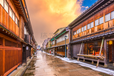 金泽,东茶屋町区,艺妓,城镇景观,石川县,日本武士,日本,巷,外立面,水平画幅