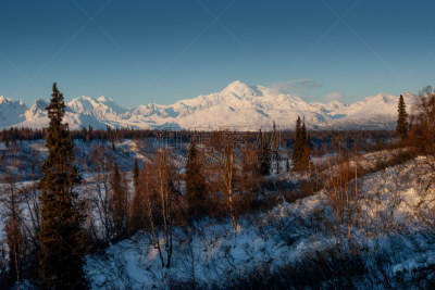 麦金利峰,山,远距离,风景,冬天,水,水平画幅,主干路,雪,无人