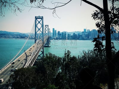 海湾,桥,金银岛,海湾大桥,旧金山,自然,水平画幅,无人,蓝色,城市生活