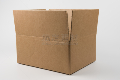 纸箱,开着的,空箱子,褐色,水平画幅,无人,白色背景,纸板,盒子,背景分离