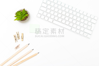 斯堪的纳维亚人,白色背景,办公用品,计算机键盘,办公室,留白,炖锅,水平画幅,斑驳的,模板
