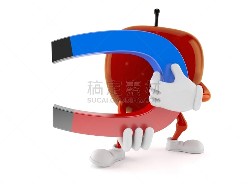 性格,苹果,马蹄形磁铁,拿着,水平画幅,素食,卡通,金属,波兰,清新