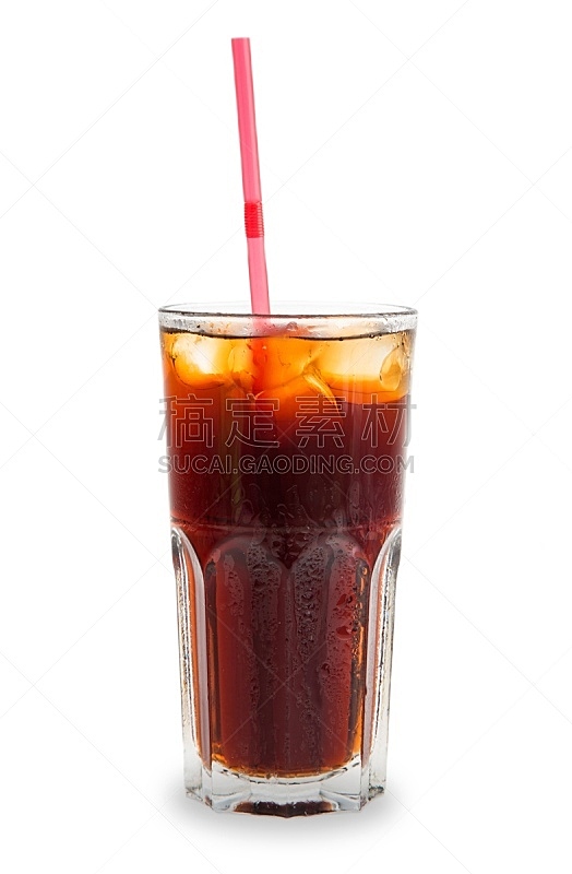 饮料,垂直画幅,可乐,寒冷,玻璃杯,白色背景,冰,背景分离,玻璃,俄罗斯