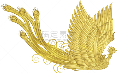 菲尼克斯市,鸟类,契约,华丽的,飘然,华贵,幻想,图像,美,金色